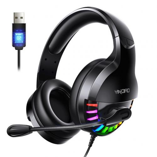 Gaming Headset Gamer 7.1 Surround Sound Usb 3.5Mm Wired Rgb Licht Game Hoofdtelefoon Met Microfoon Voor Xbox Een PS4 tablet Pc: Black USB Sound Card