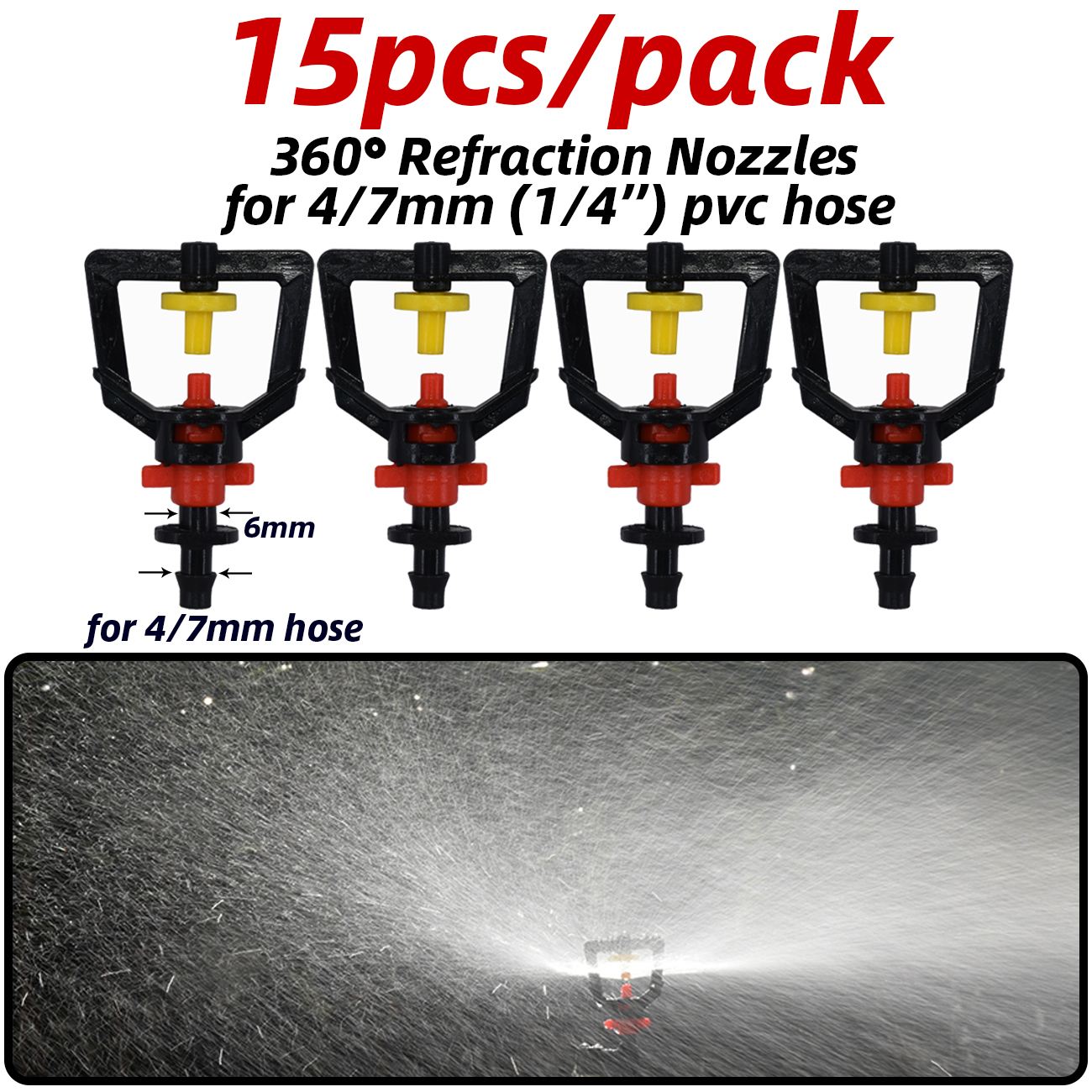 Ugelli regolabili per nebulizzazione di serra con connettore da 1/4 '' per kit sistema di irrigazione da giardino per irrigazione a goccia bonsai di fiori: bianca