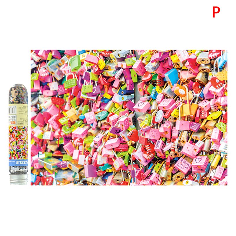 17 Types 150Pcs/Bottle Puzzle Oil Painting/Landscape/Cartoon Jigsaw Mini Test Tube Package Educational Toy For Adults Kids: P