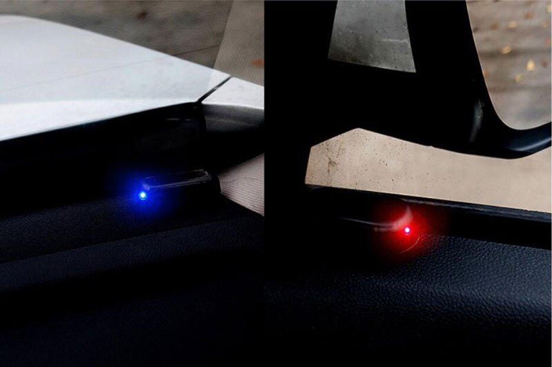 Luz Led Universal de seguridad de imitación para coche, lámpara de advertencia antirrobo, 2 piezas, parpadeante, alimentada por energía Solar, alarma simulada