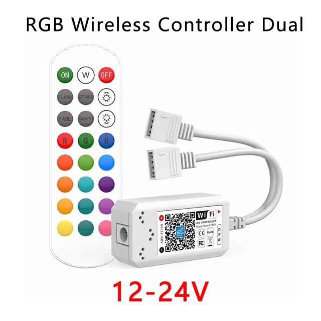 DC5V 12V 24V RGB Tape 5050 Led Wifi Controller Bluetooth WiFi LED Controller led strip IR Remote Control Alexa Google Magic Home: 24key 2.4G RGB Dual