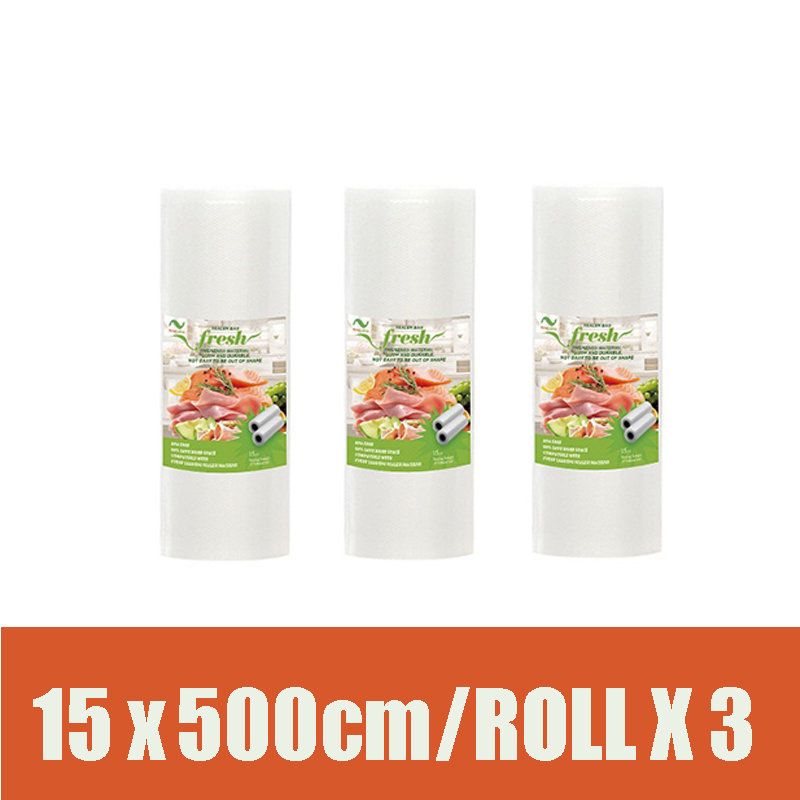 Vacuum Bags for Food Vacuum Sealer Food Fresh Long Keeping 12+15+20+25+28cm*500cm Rolls/Lot Bags for Vacuum Packer: 15x500cm 3PCS