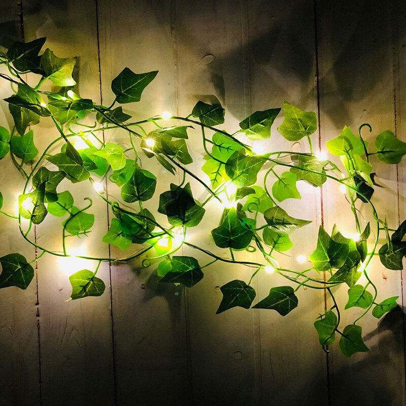 2m 20 led fairy lights snöre murgröna löv för halloween julträd trädgård gård hem uteplats bröllopsfest sovrum dekoration