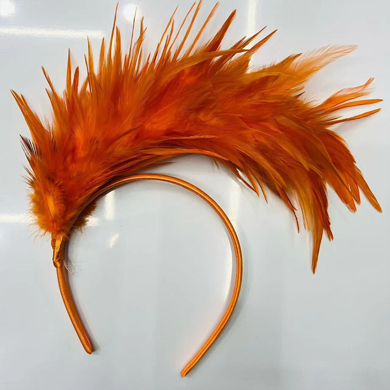 Vrouwen veren hoofdband zendspoel uitvoeren Halloween hoofddeksels partij hoofdtooi haar hoepel haar ornament