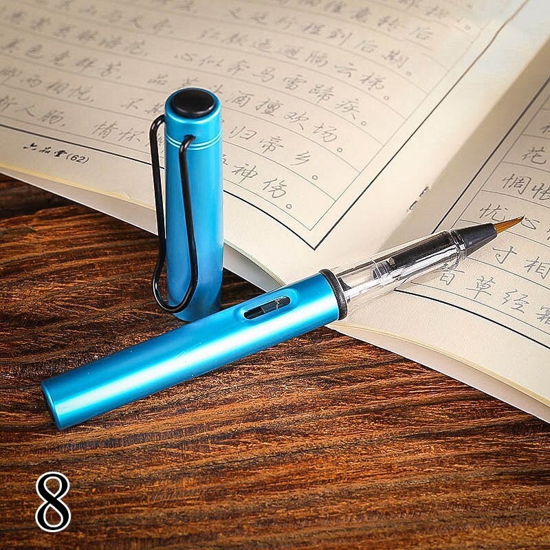 Pluma con pincel suave para agua de estilo fuente, bolígrafo de acuarela de tinta recargable de Metal para pintar dibujo y caligrafía, suministros de arte para niños,