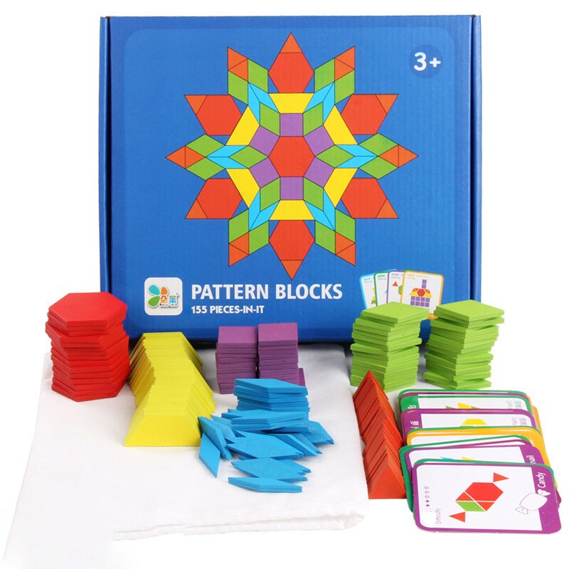 155 stk puslespil bord sæt form tangrams spil tidligt pædagogisk for børn
