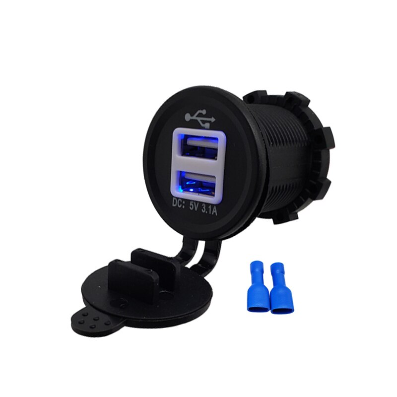 Dual Auto Usb Adapter Oplader Voor Motorcycle Auto Truck Atv Boot Mini Auto Charger Sigarettenaansteker Auto-Oplader 12V 24V: 4