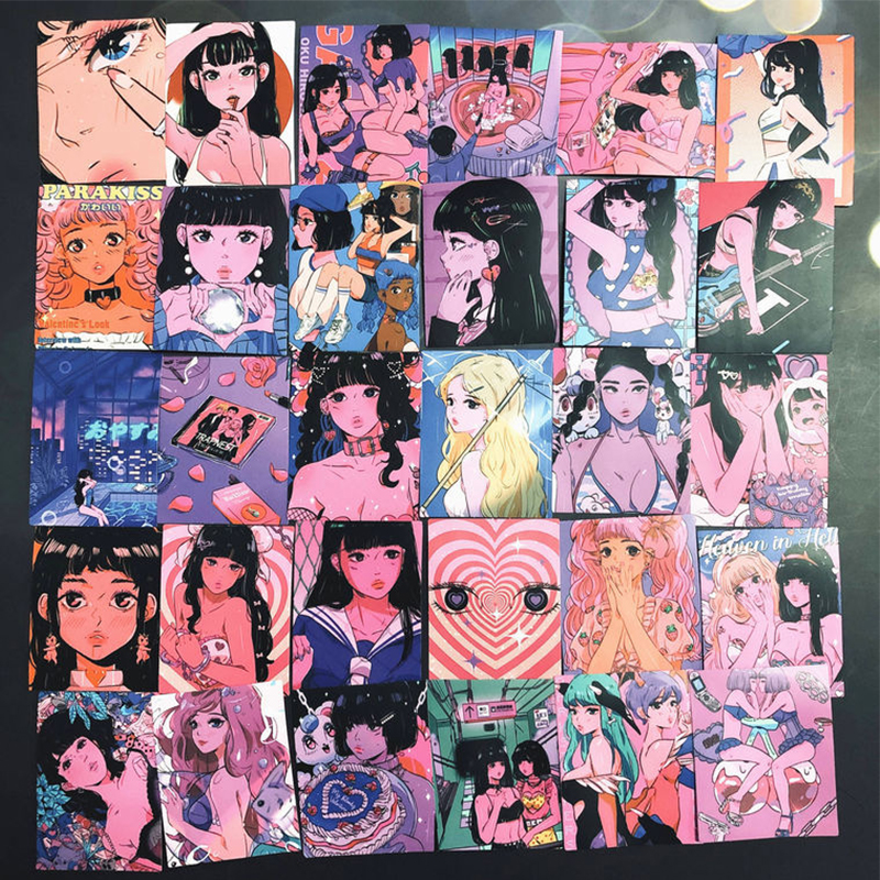 INS Pink Cute Girl Sticker DIY Scrapbook Bottom Collage Phone Diary Happy Plan Sealing Decoration Sticker