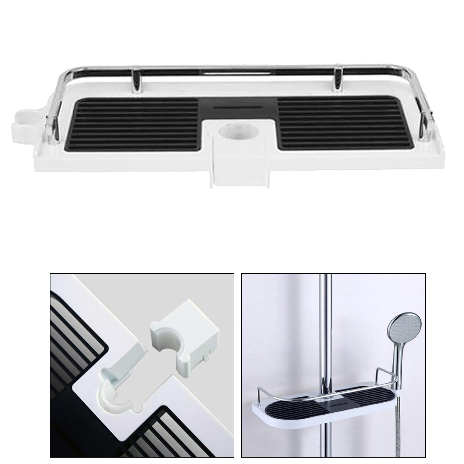 Multifunctionele douchecaddy badkamerplank organizer douchestang ladehouder eenvoudig te installeren