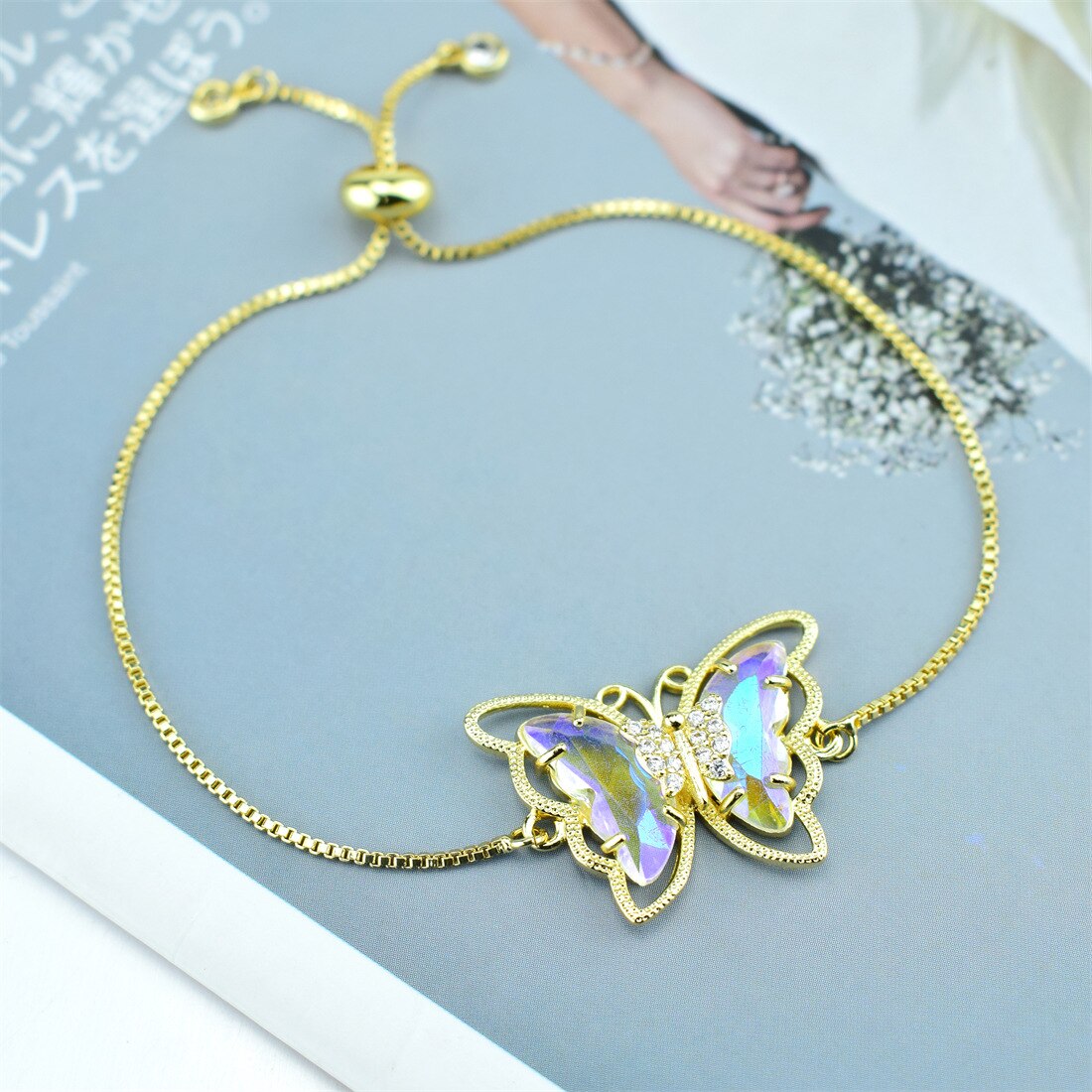 Butterfly Crystal Zircon Bracelet Hollow Butterfly Factory Direct Sales 18 Color Spot Bracelet: 10