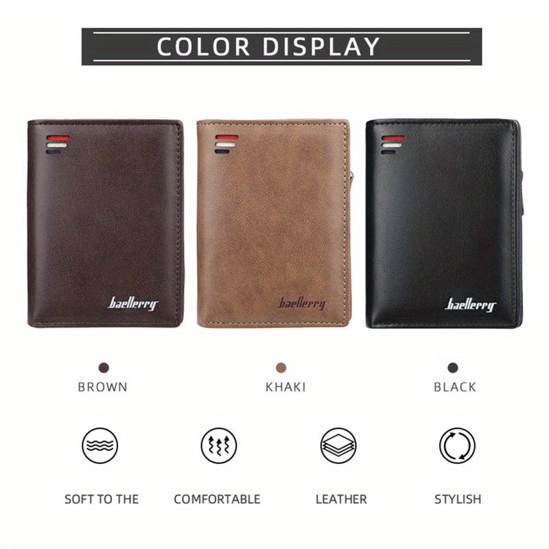 Men Wallets Zipper Card Holder Male Purse PU Leather Coin Holder Wallet