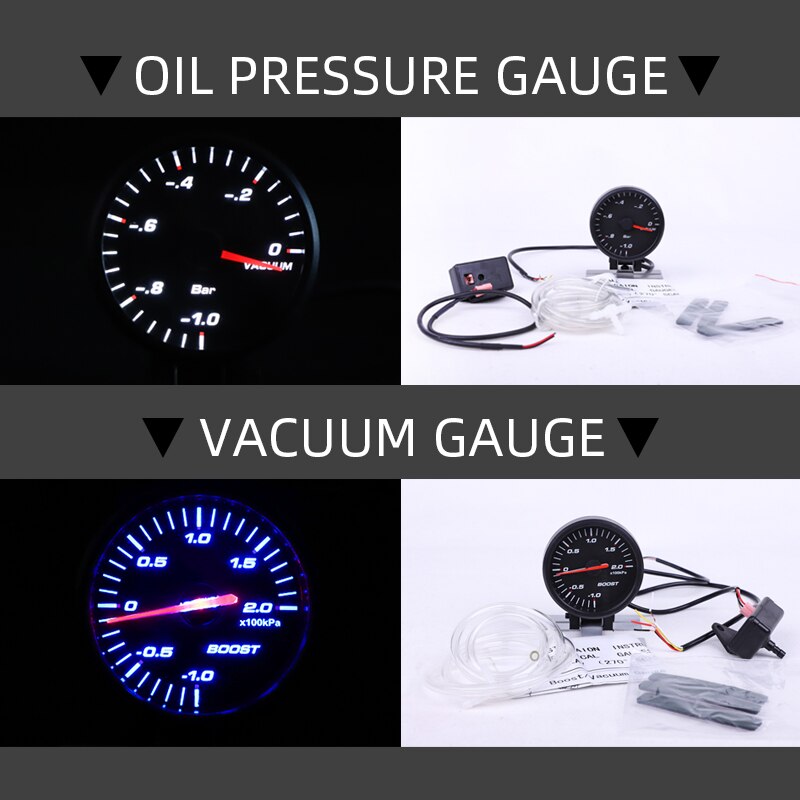 Universal Car 2.5" 60mm Universal Tube Sensor Gauge Vacuum Water Temp Oil Pressure Tachometer Volt Sensor