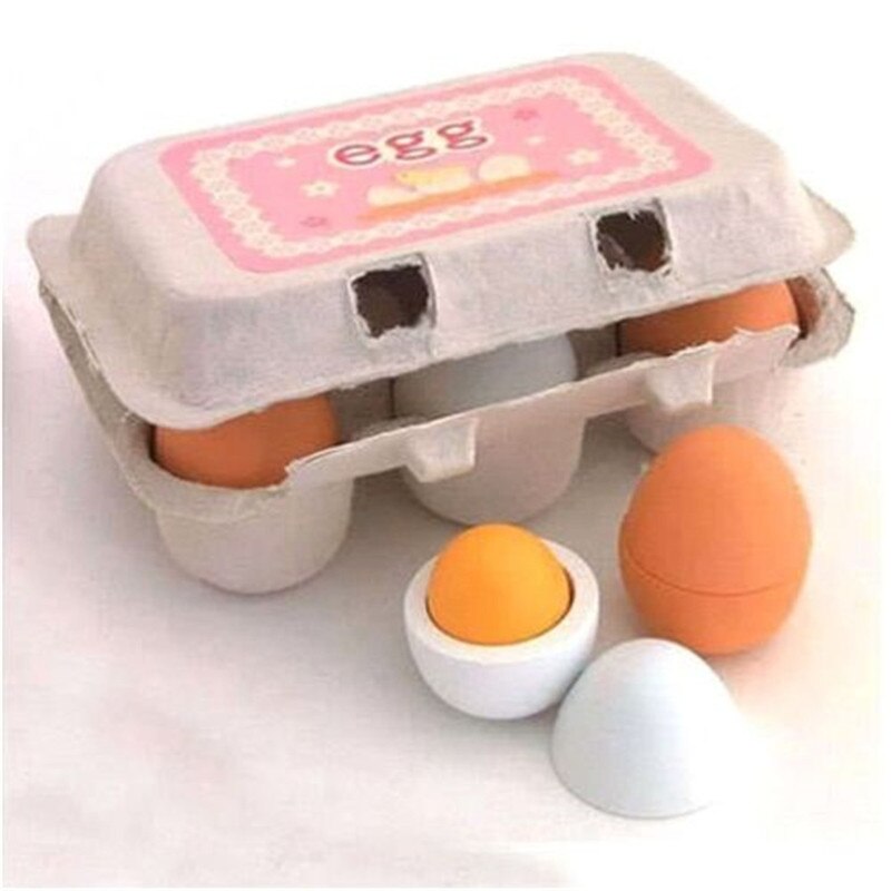 Jeu en forme de jaune, jeu, faire semblant, cuisine, nourriture, jouet pour enfants, amusant pour bébés, œuf en bois, 6 pièces,: A