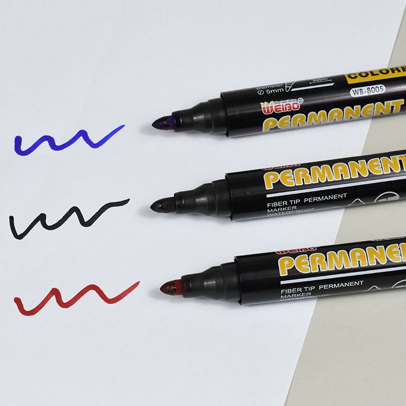 12 pcs/set permanent marker pen Large Capacity Blue Plastic Oily Waterproof Permanent Marker Pen Office School Supplies Markers