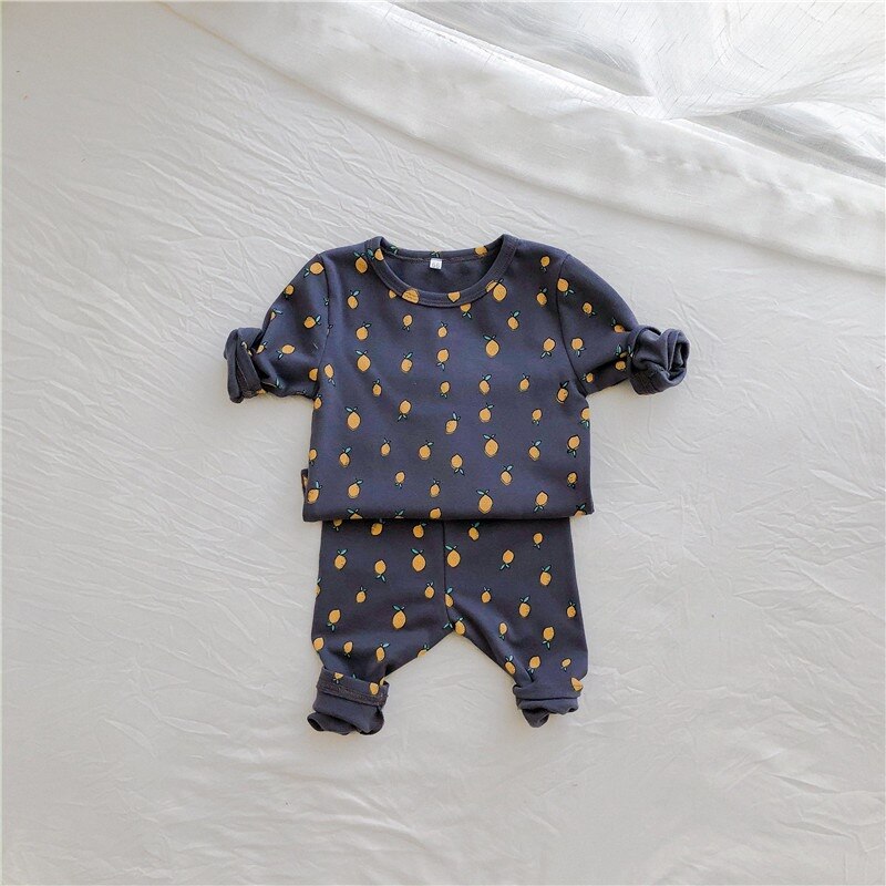 0-3 år nyfødt baby drenge piger pullover pyjamas tøj sæt bomuld forår efterår drenge pige outfits o-hals nattøj børn pyjamas: 1 / 24m