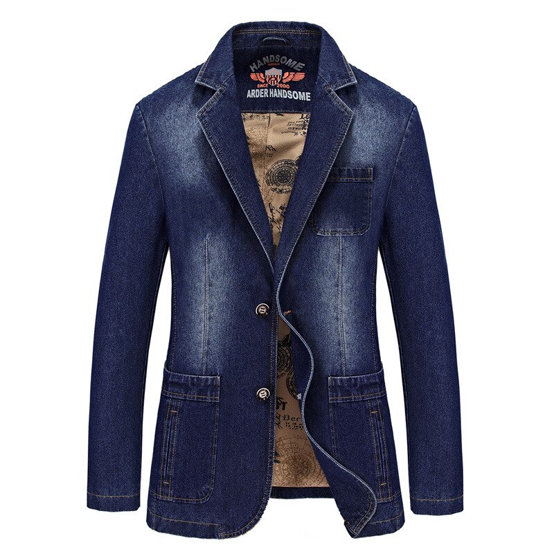 Black Denim Jacket Autumn Men Blazer Plus Size Cotton Long Sleeve Korean Solid Casual Jeans Jacket Men Truck Clothes