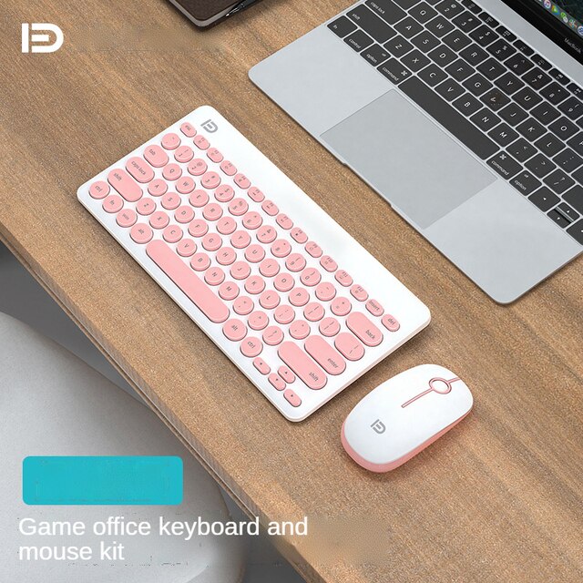 Mini Wireless Keyboard and Mouse Set for Notebook Laptops Tablets Phone Home Office Laptop Accessories: pink