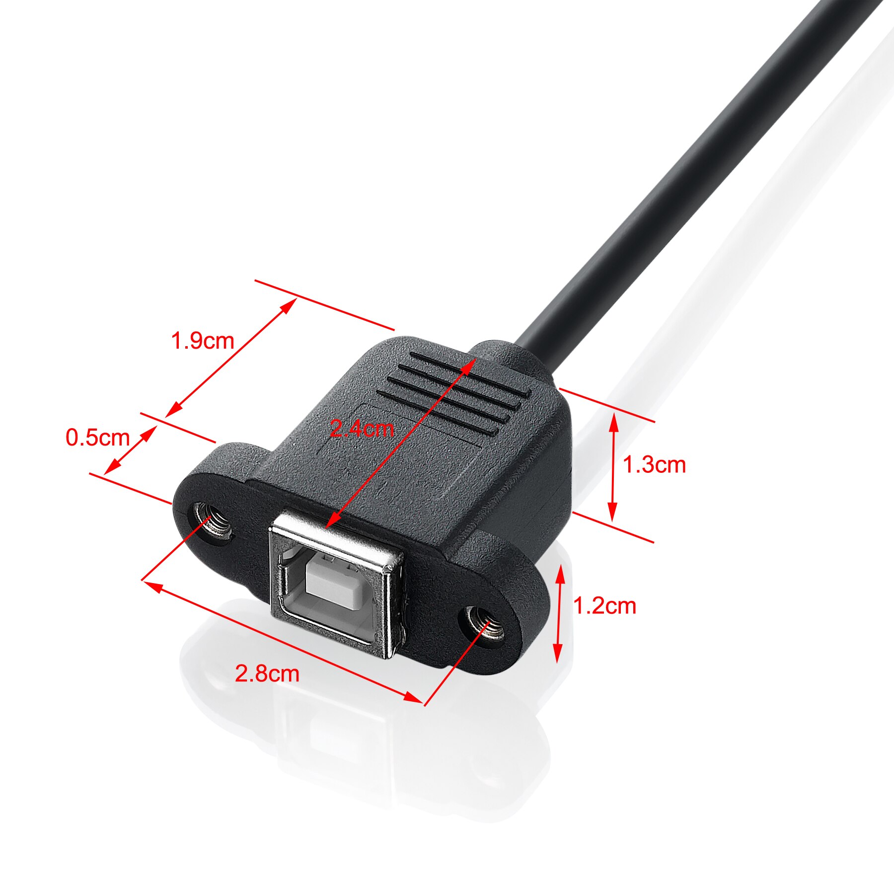 Bochara 90degree USB 2.0 Type B Male to Type B Female Printer Extension Cable With Panel Mount Screw Hole 30cm 50cm 100cm
