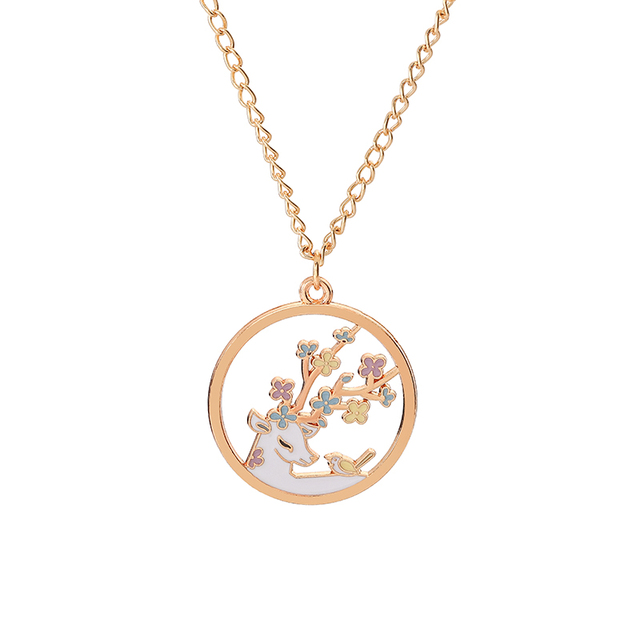 créative Sakura lapin chat collier mignon dessin animé guirlande pendentif dames bijoux accessoires colliers rose: Zinc bleu plaqué