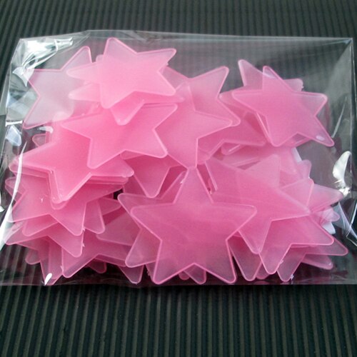 50 stuks/zak 4.2cm kleurrijke lichtgevende glow in the dark sterren muursticker voor kinderen babykamers fluorescerende stickers groter: Roze kleur