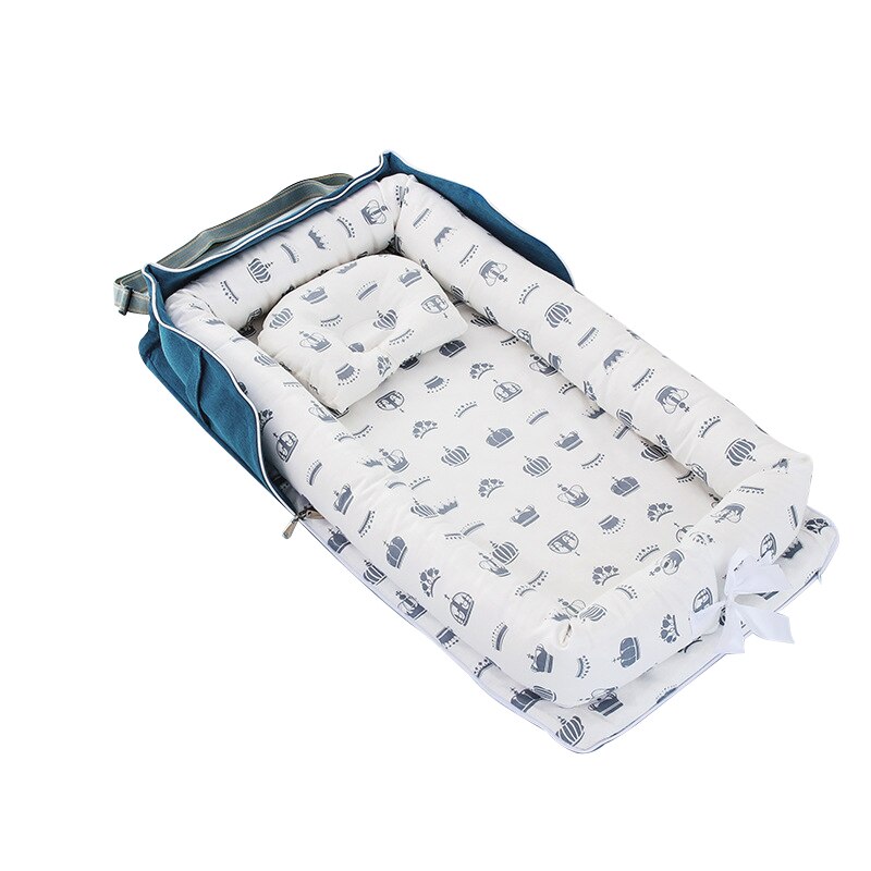Bolsa tipo cama portátil, parachoques de cama media, protección de aislamiento segura, funda de almohada estereotipada extraíble, estilo de algodón: 6