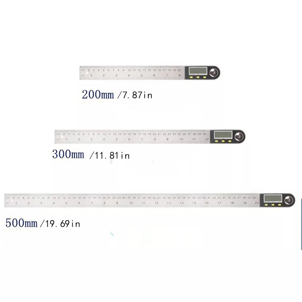 Digital Protractor Ruler With Classic Stainless Steel Lcd Screen / Angle Ruler / Length And Angle Measurement / Metric