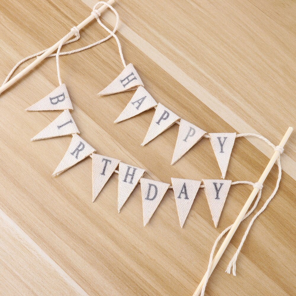1 Pc Cake Topper Banner Happy Birthday Handmade Pennant Flag Banner Cake Topper Garland for Birthday Wedding Banquet