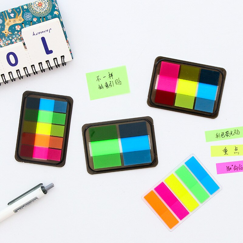 Message Notepad Bookmark Box Fluorescent Color Note Book Instructions Memo Sheets Office and School Supplies Index Sticker