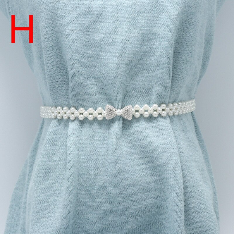 Versatile Waist Belt Pearl Diamond Flower Waist Chain Dress Belt Women Belt Wedding Pearl Female Belt: H
