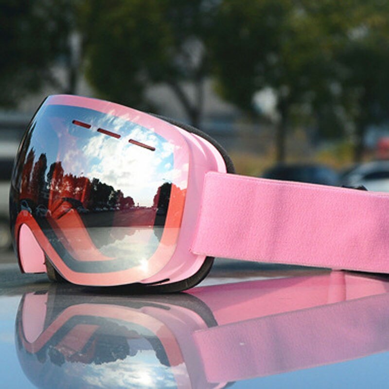 Winter Brille Anti-Nebel-Ski draussen UV Schutz Skifahren Brillen Sport Winddicht Snowboard Schneemobil Männer Frauen Gläser Maske: Rosa Rosa