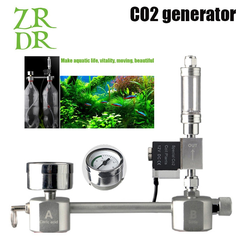 Zrdr Aquarium Diy CO2 Generator Systeem Kit CO2 Generator, Bubble Counter Diffuser Met Magneetventiel, Voor Waterplanten