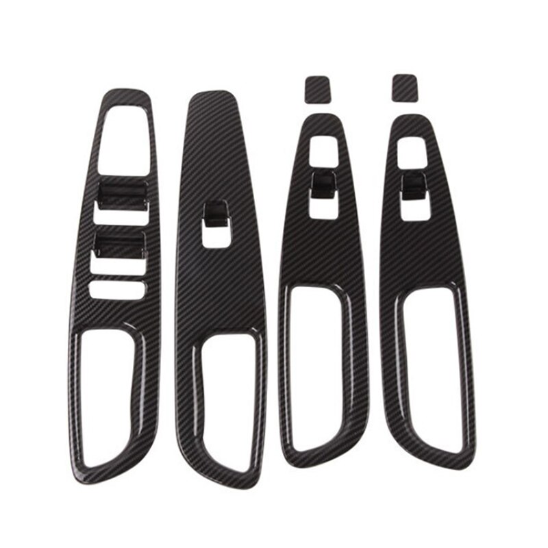 Carbon Fiber Car Window Lift Switch Button Cover Trim Door Armrest Panel Frame Accessories for Hyundai Santa Fe +
