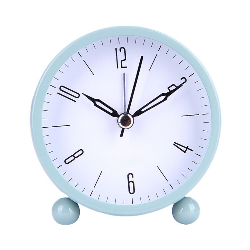 Round 4 inch Super Silent Non Ticking Small Alarm Clock with Night Light Simply E15B: Green