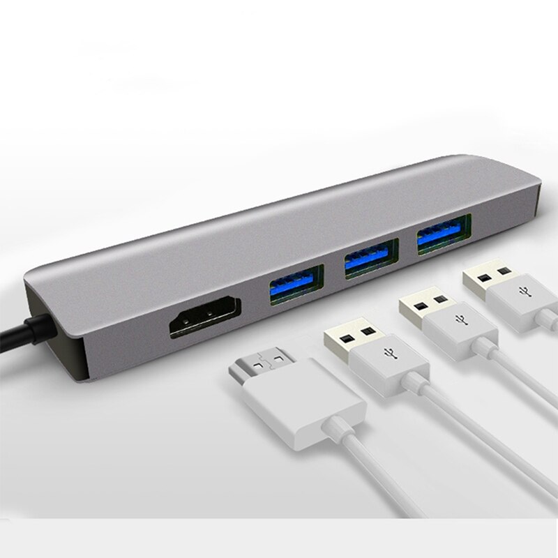Usc Type C Hub Naar Hdmi 4K 30Hz 3 Usb 3.0 Usbc Pd Quick Opladen Dock Station Aluminium legering Breiden Hub Voor
