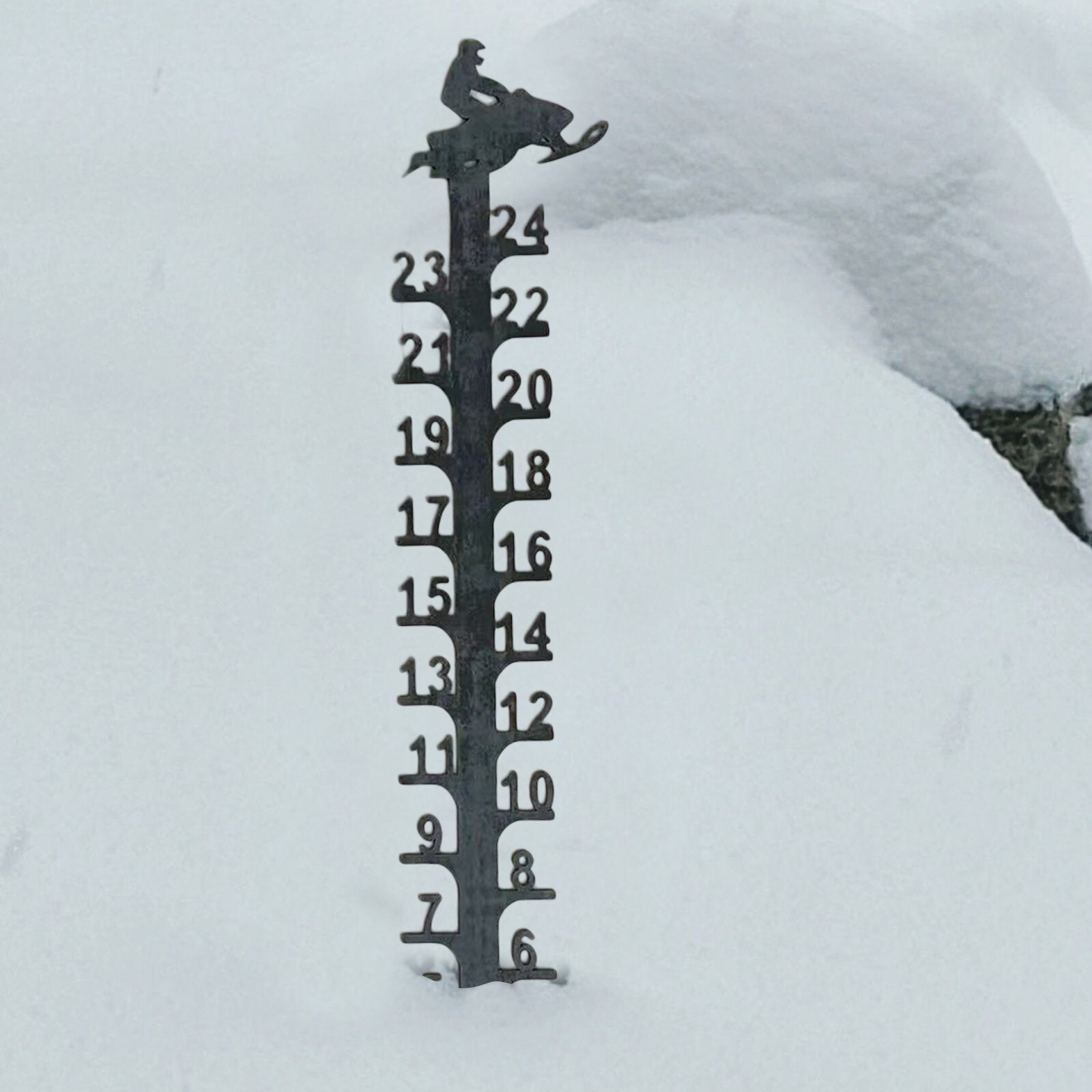 Snow 24 Snow Gauge, Snowmobile Snow Gauge, Handmade Metal Garden Snow Gauge Garden Pile, Rain Gauge Outdoor Decoration