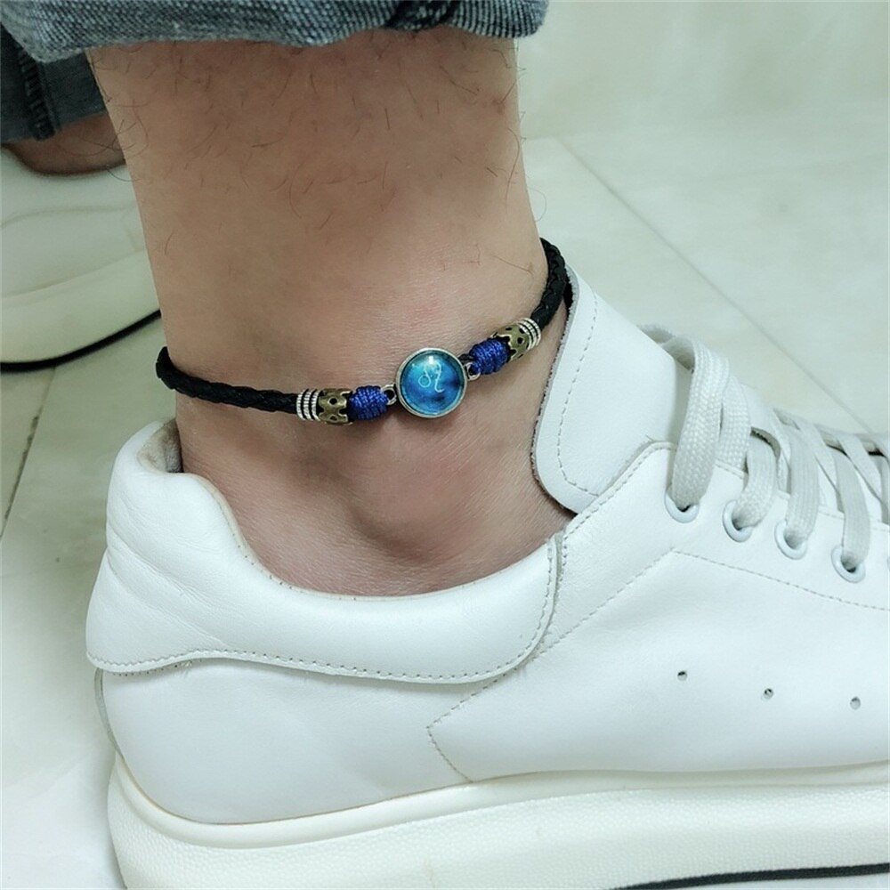Twelve Constellation Anklets Jewelry Men Leg Bracelet Feet Accessories Male Ankle Bracelet enkelbandjes sieraden
