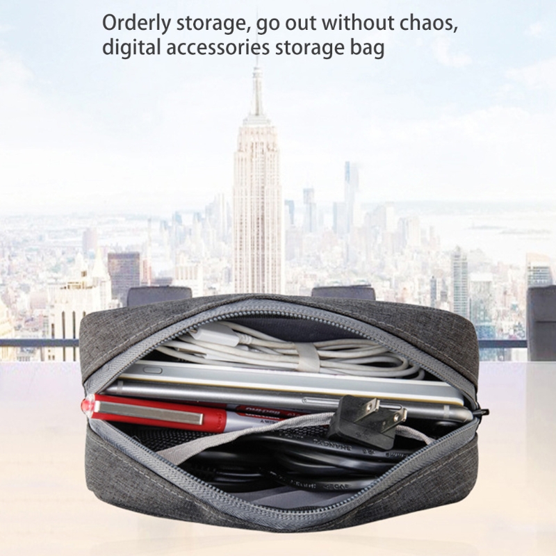 Organizador de la electrónica bolsa organizadora de cables de viaje de poliéster de almacenamiento de Cable de bolsa para Cable USB cargador de ordenador portátil