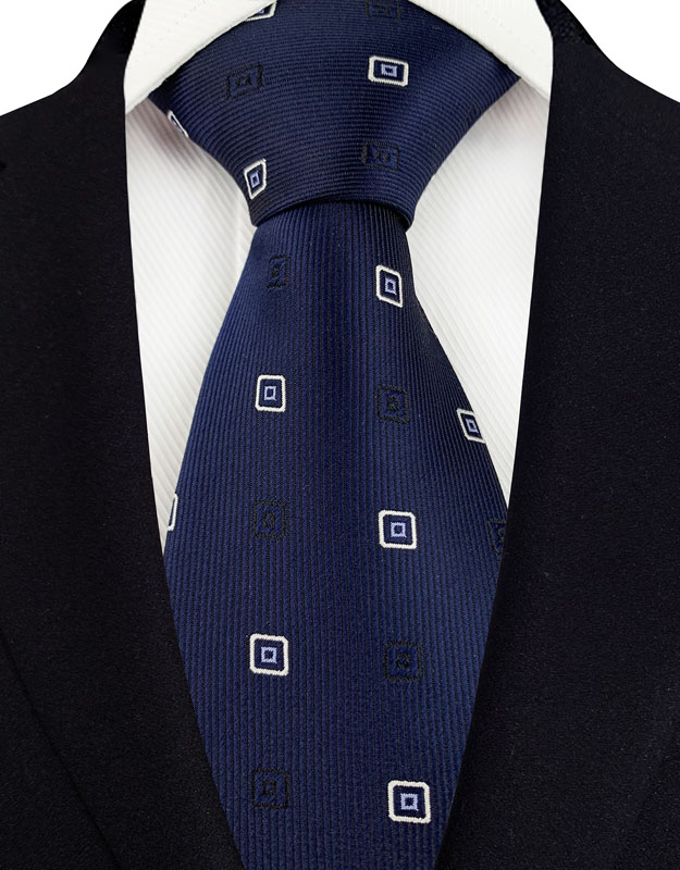 Corbata de lujo de 8CM para hombre, Color azul marino, rayas de puntos, corbata sólida para hombre, novio, corbata tejida de Jacquard para de boda de negocios