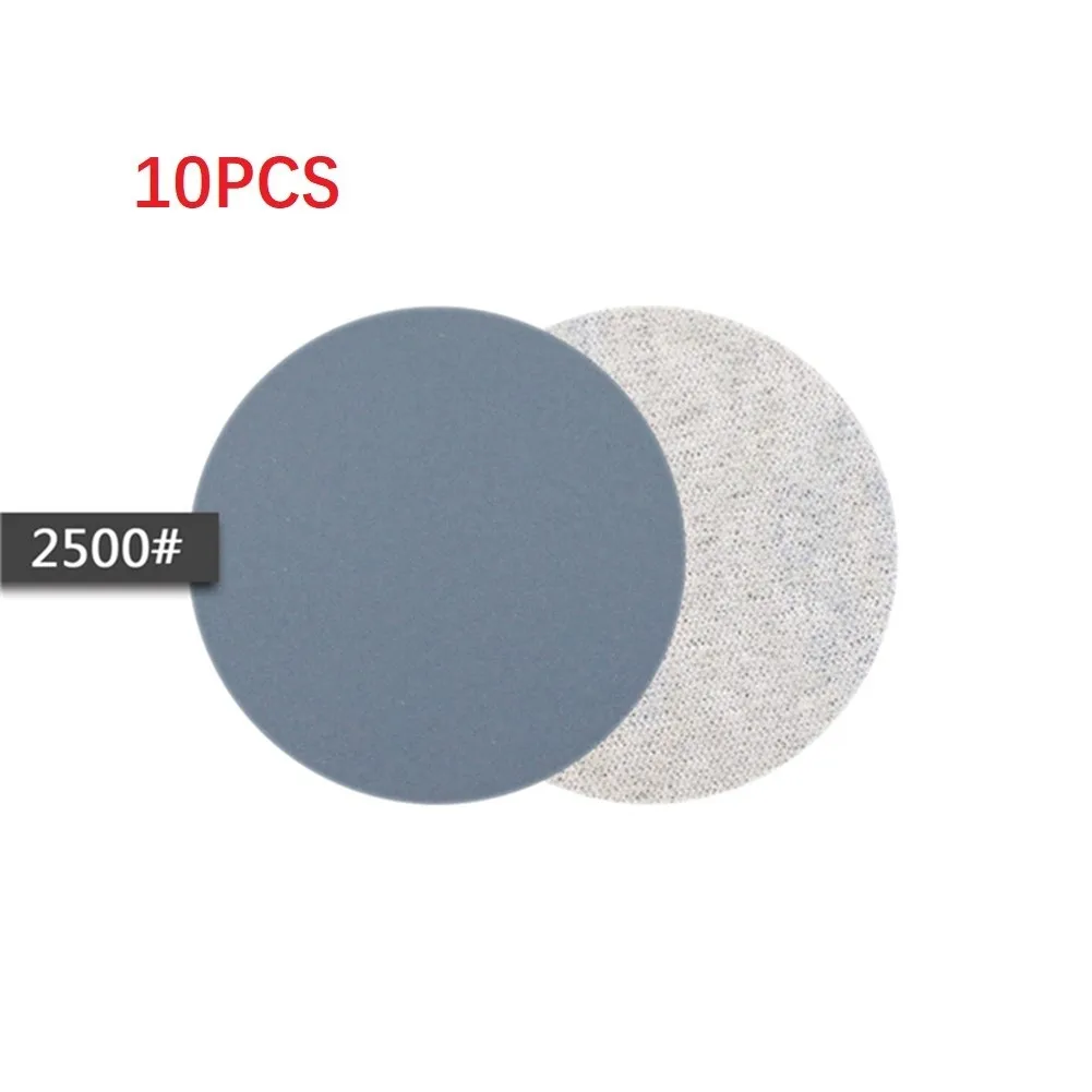 Papel de lija de agua/seca, disco de lijado de gancho y bucle de 3 pulgadas y 75mm, herramientas abrasivas de papel de arena de grano 240-10000, 10 Uds.: Negro