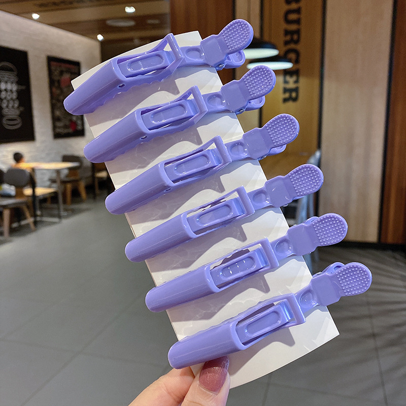 6/9 Pcs Professionele Alligator Haar Clip Klemmen Kapsalon Hair Grip Crocodile Kappers Haar Stijl Kappers Clips: Purple-6Pcs