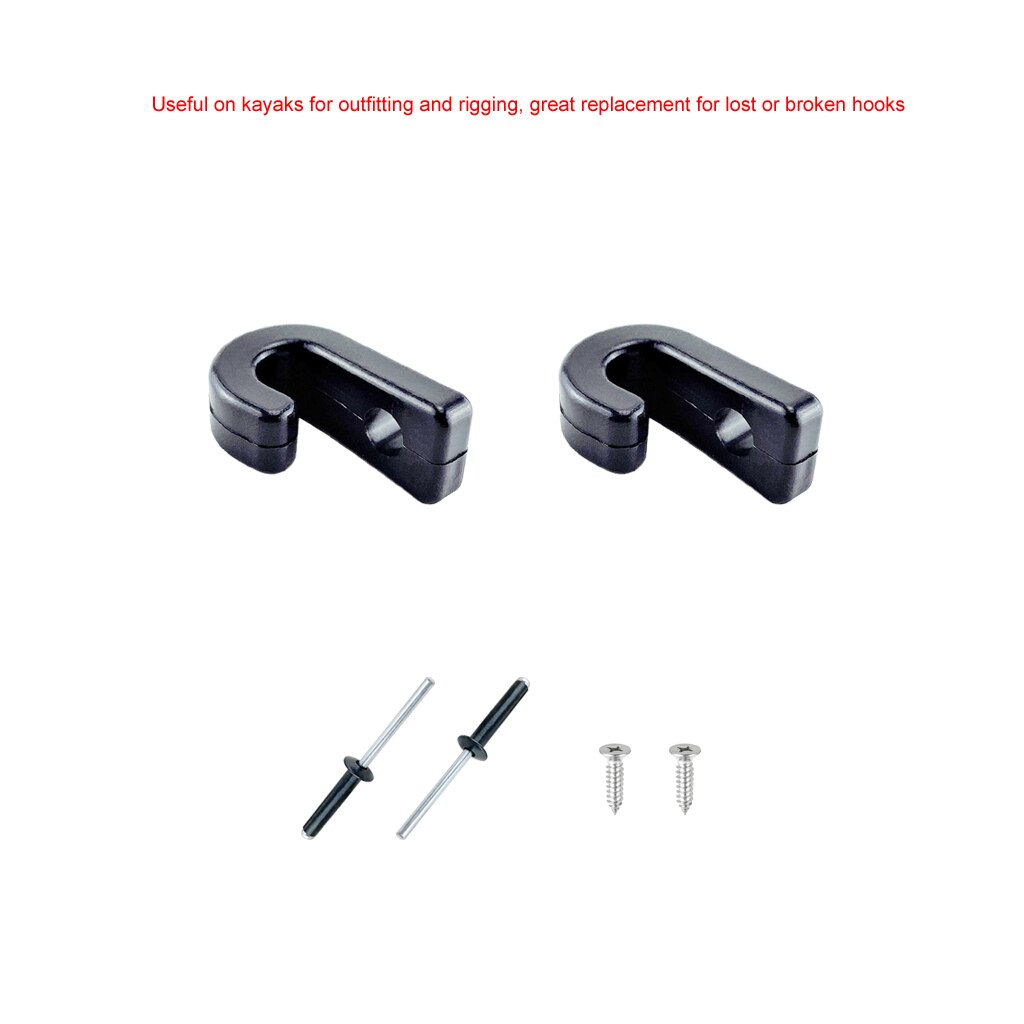 1 Pair J Shape Hook Durable Plastic J Shape Screws Lashing Hook J-hooks Tie Down Hook for Kayaks Canoes Rowing Boats Accessories