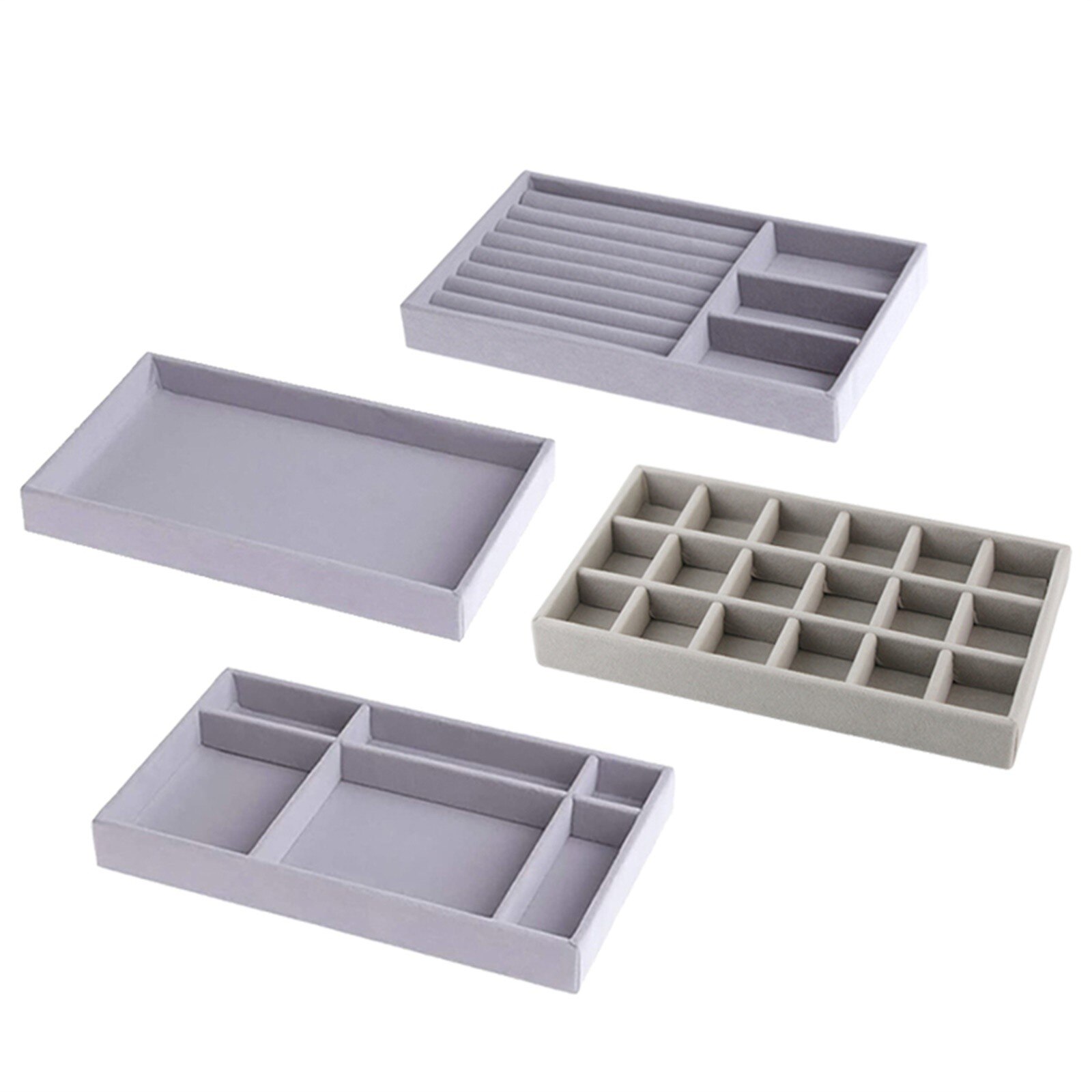 25# Velvet Ring Earrings Necklace Jewelry Display Organizer Box Tray Showcase Holder Jewelry Storage Box Earring Plate: J