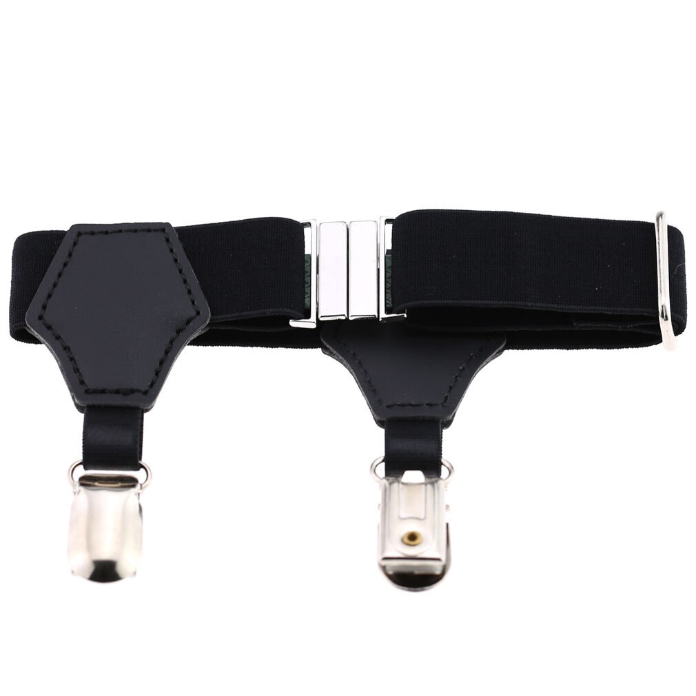 1 par de ligas ajustables para hombre, elásticas, para evitar que se caigan, accesorios para calcetines: Black