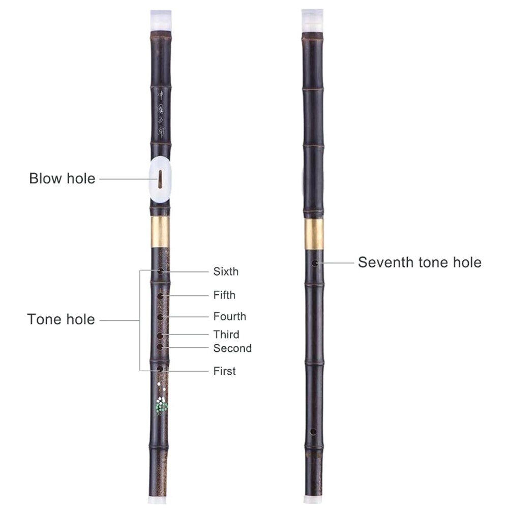 Detachable Black Bamboo Flute Chinese Flute Traditional Handmade Wood Musical Flute Instrument