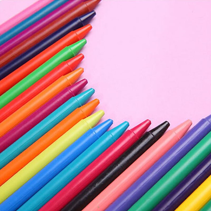 EZONE 12 Candy Colors Crayon Round Plastic Non-toxic Non-dirty hands Crayons For Children Painting Drawing School Office Supply
