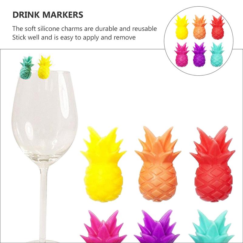 18pcs Pineapple Shape Wine Glass Markers Silicone Wine Identifier Cup Marker