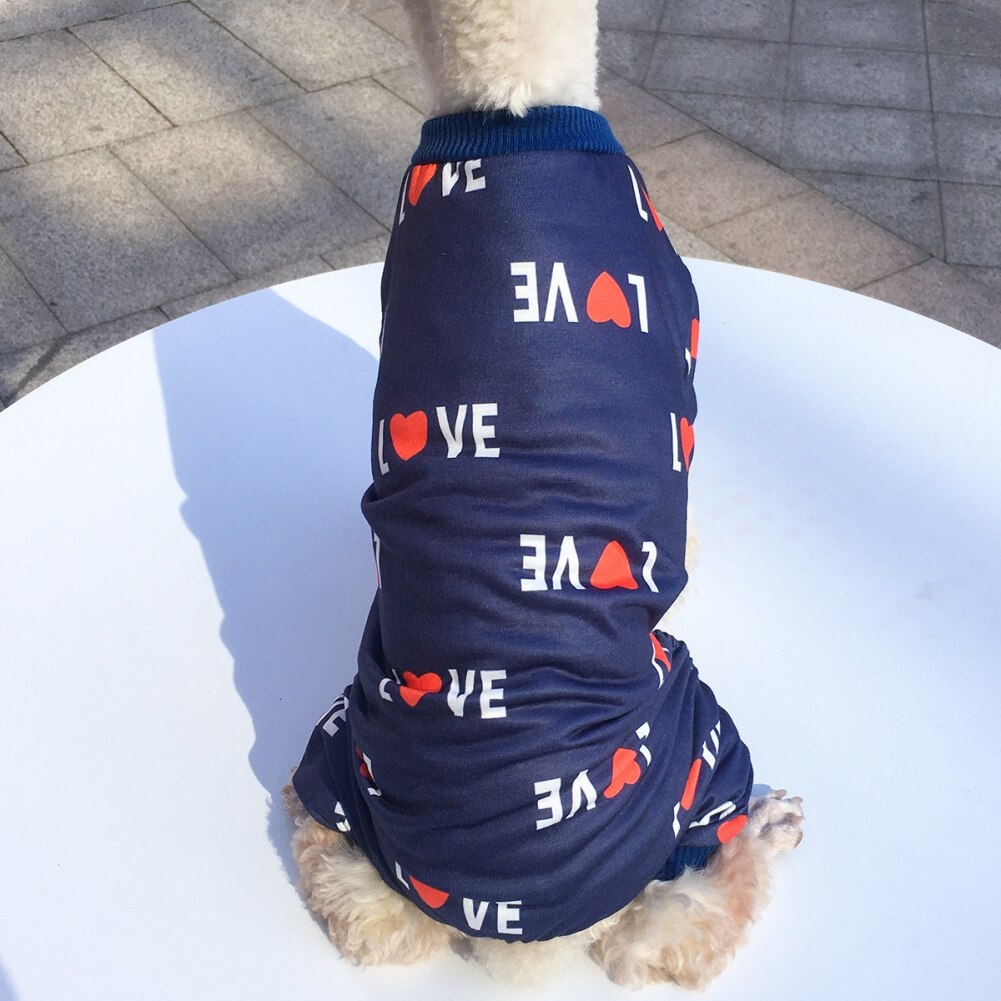 Pijama para perro pequeño, mono con estampado de amor para perro Schnauzer, Chihuahua, ropa para primavera y verano