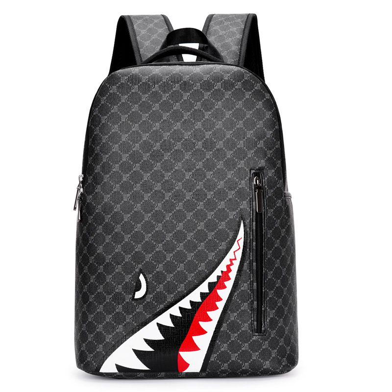 Men's Backpack Plaid High School College Bag 15-inch Laptop Rucksack: black
