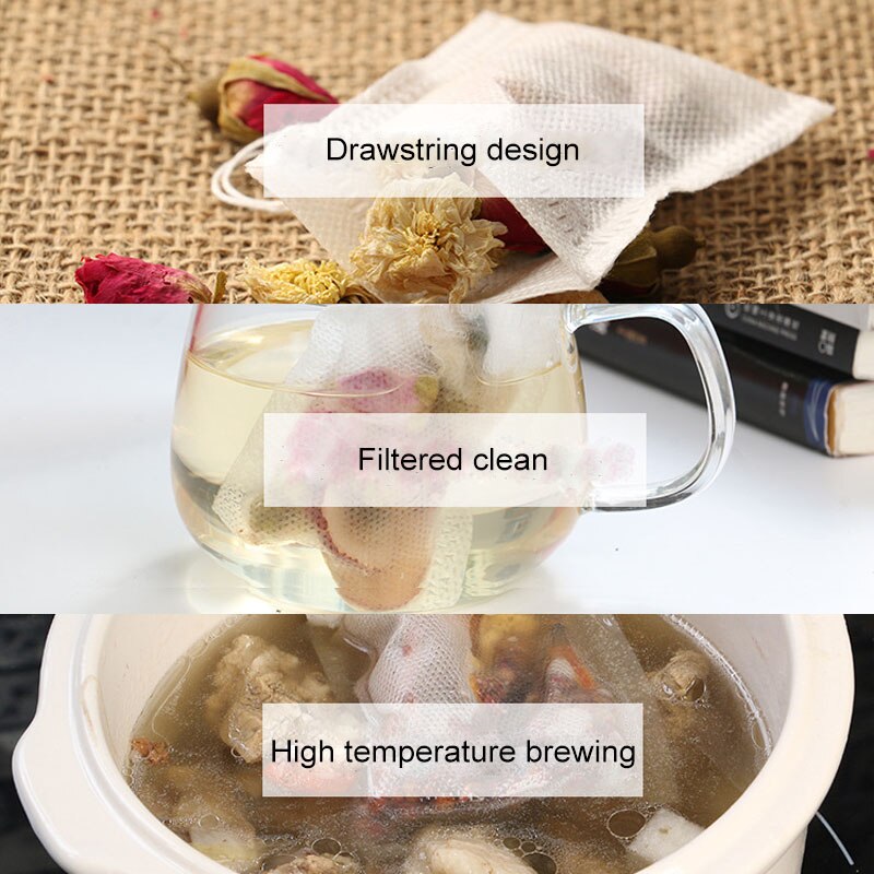 7x9cm/8x10cm/10x15cm Disposable Cook Herb Spice Tools Drawstring Pouch Multifunction 100Pcs Non-woven Medcine Bag