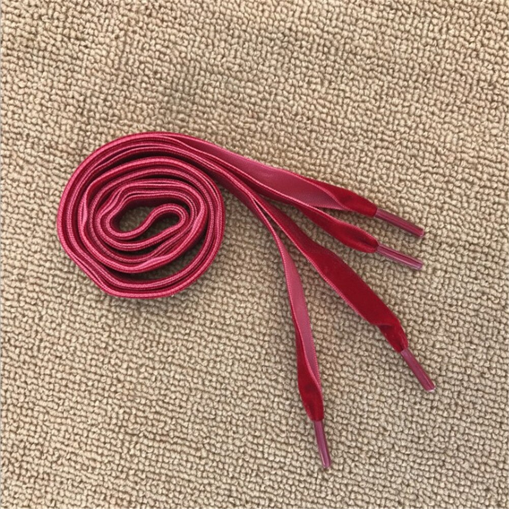 1.6cm Width Velvet Shoelaces Women Ribbon Sneakers Shoe Laces Solid Color ShoeLace Boots Shoe String Rope 100cm/120cm Length: wine / 120CM